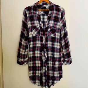 Rails long plaid button-up
